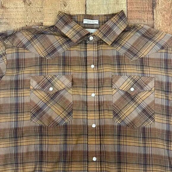 Vintage Campus Western Plaid Pearl Snap Long Sleeve Shirt Men’s Sz 2x - Picture 2 of 6